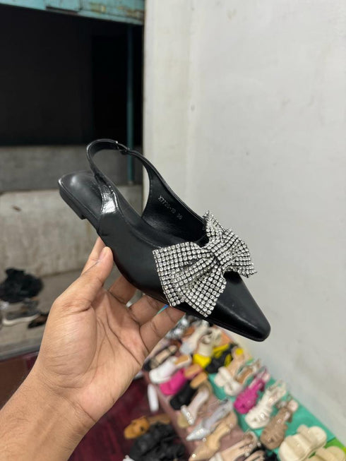 Bow Tie Pointed Sling Back Sandal